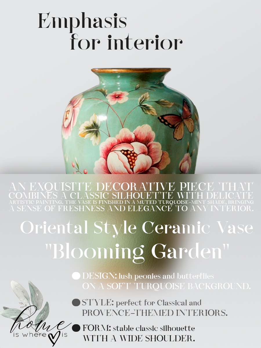 "Blooming Garden" Oriental Ceramic Vase