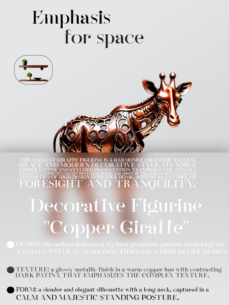 "Copper Giraffe" Stylized Metallic Art Figurine