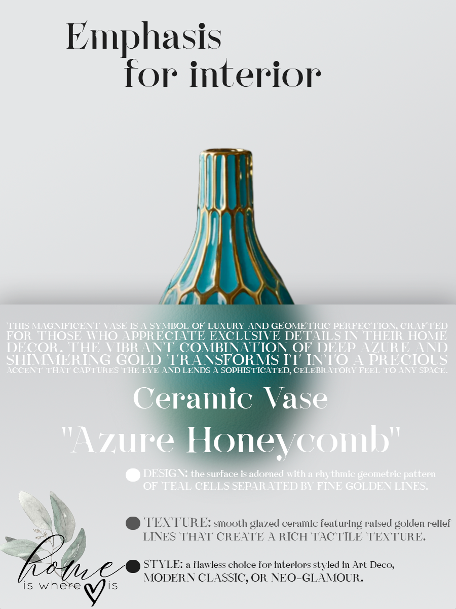 "Teal Blossom" Scalloped Rim Ceramic Vase