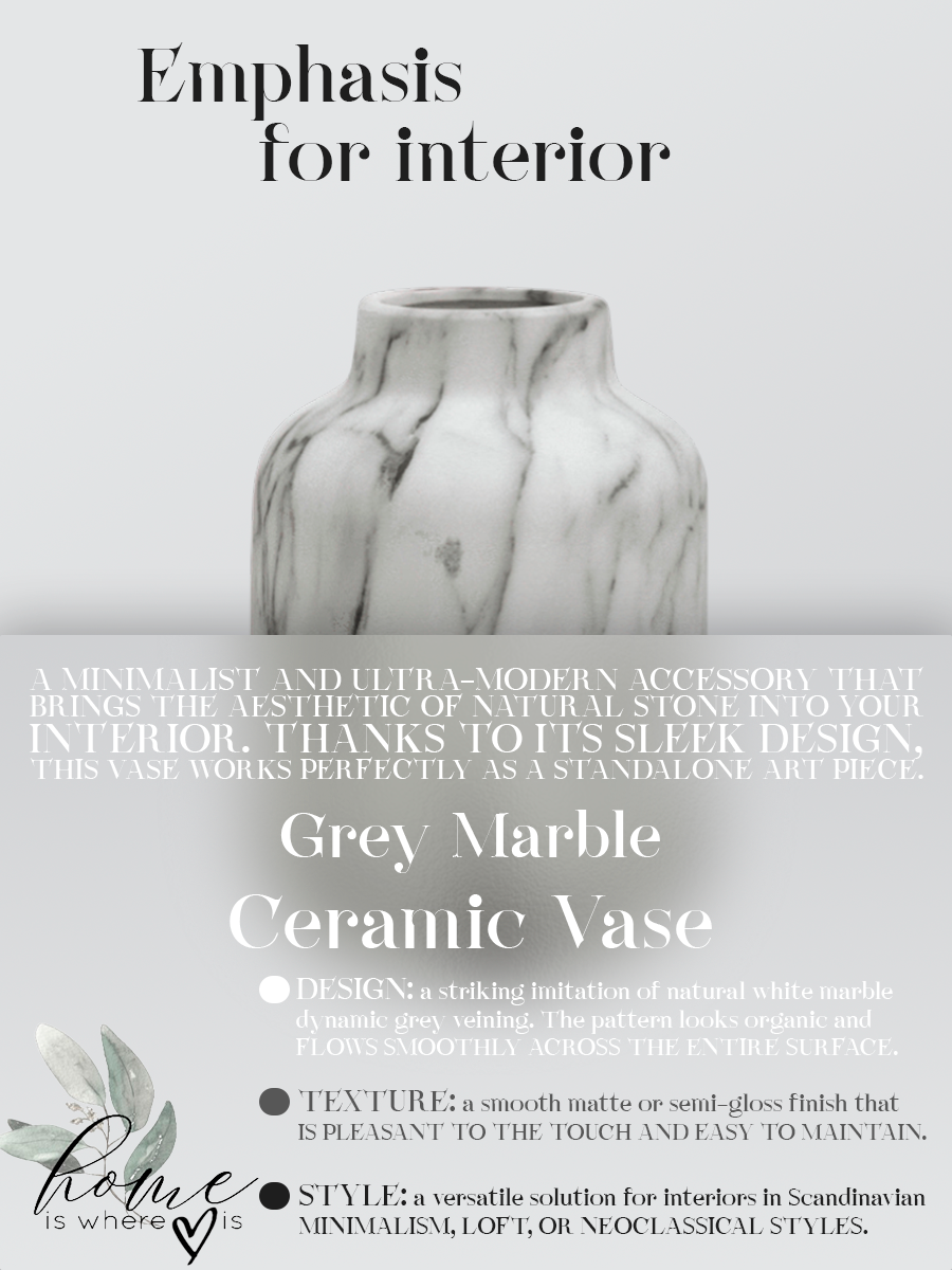 Grey Marble Ceramic Vase