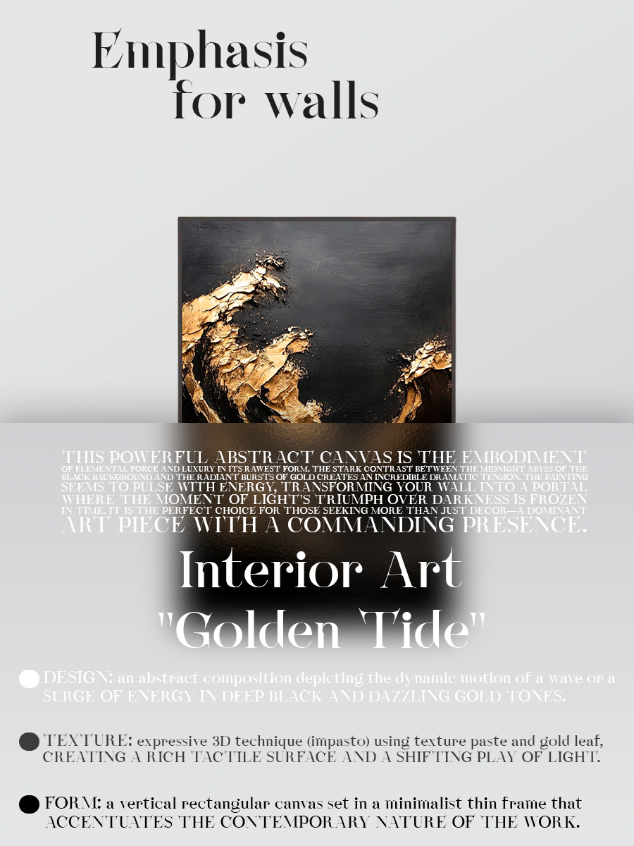 "Golden Tide" Abstract Canvas Art