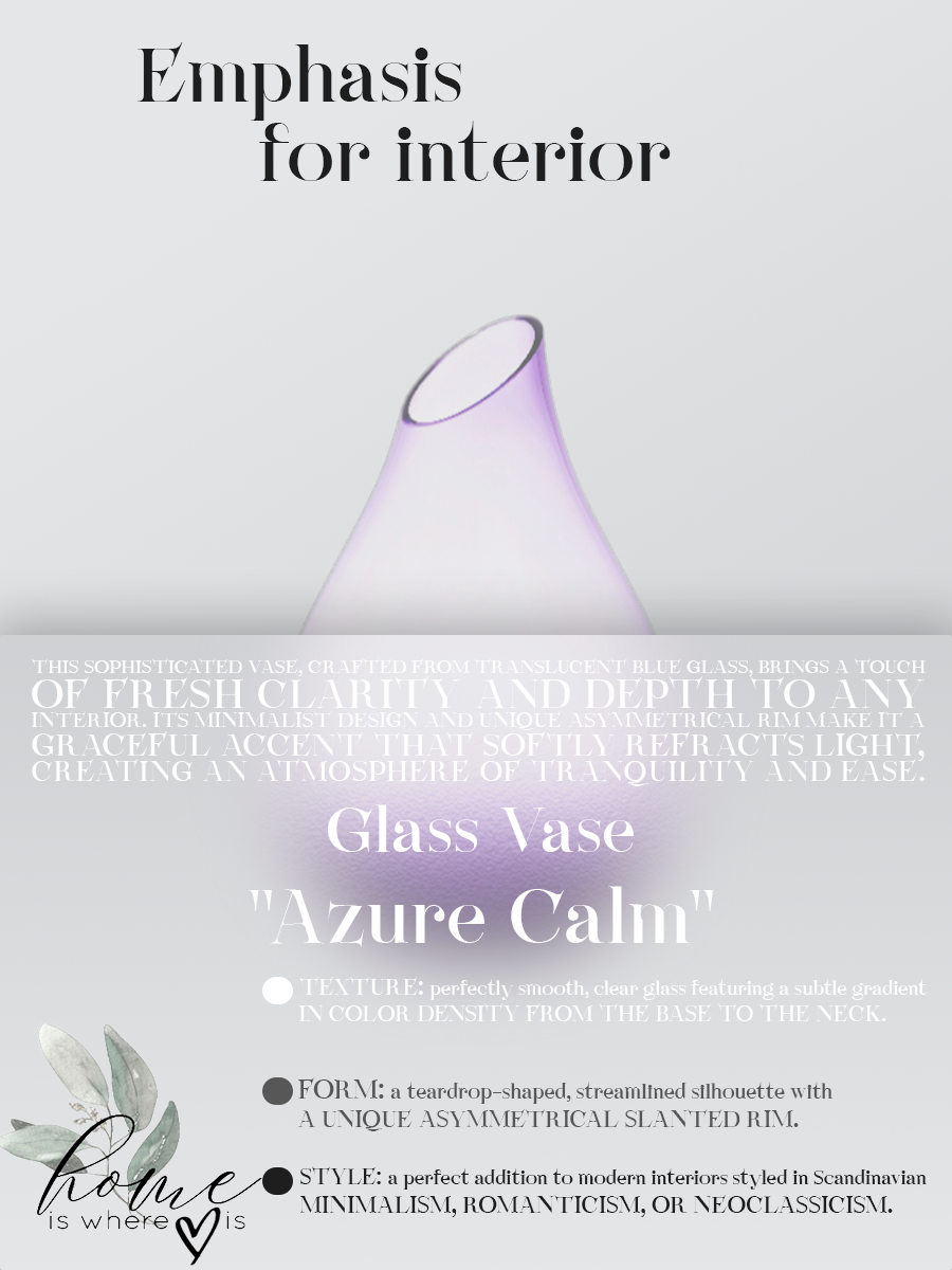 "Azure Calm" Asymmetrical Glass Vase