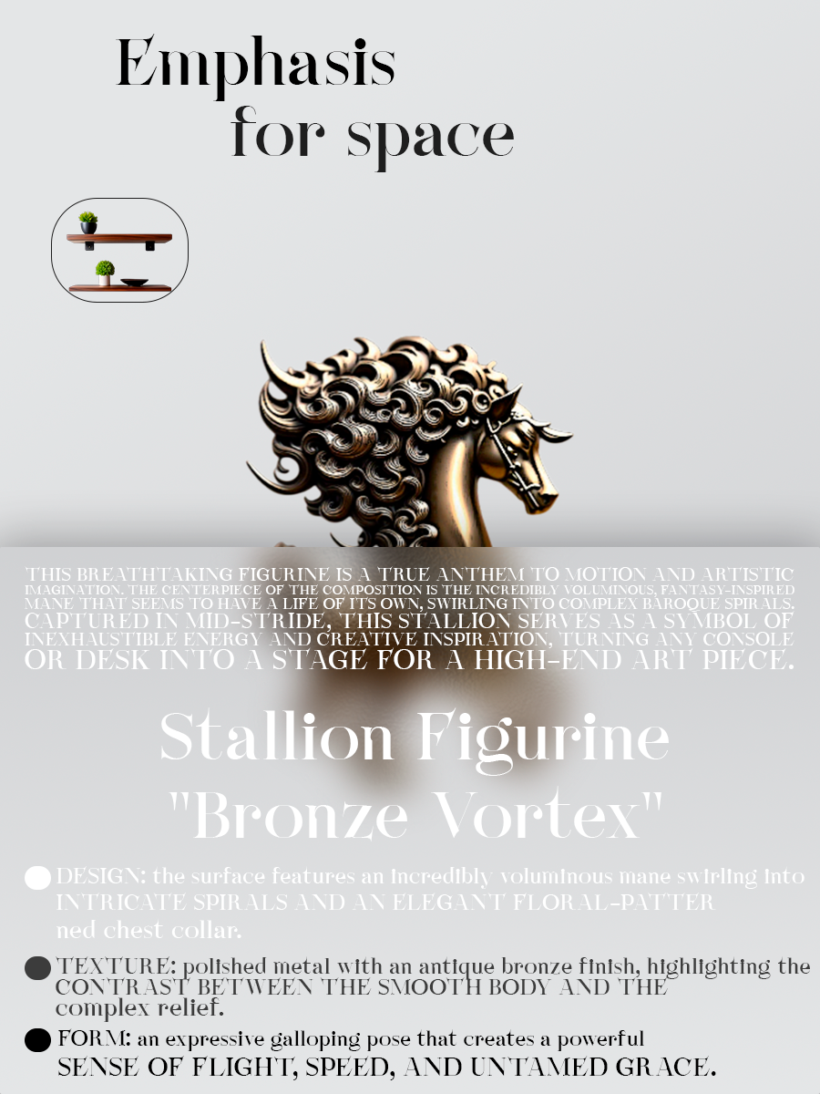 "Crested Neoclassical" Two-Tone Metal Horse Statuette