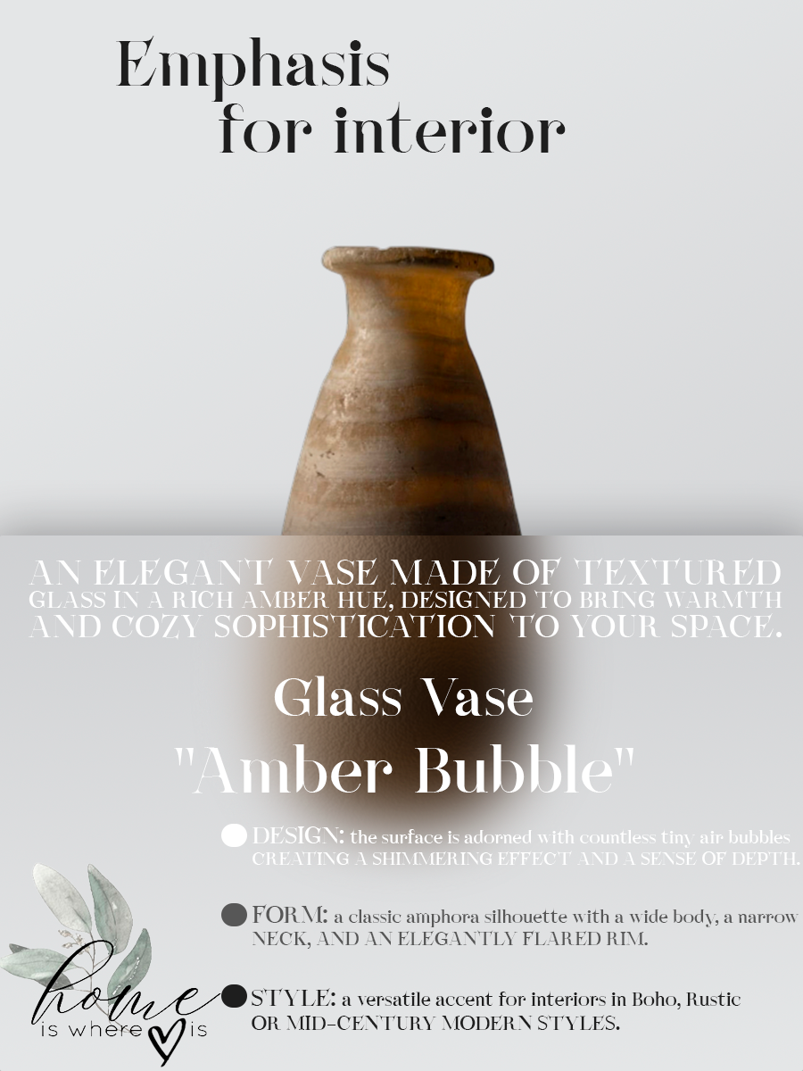 "Amber Bubble" Textured Glass Vase