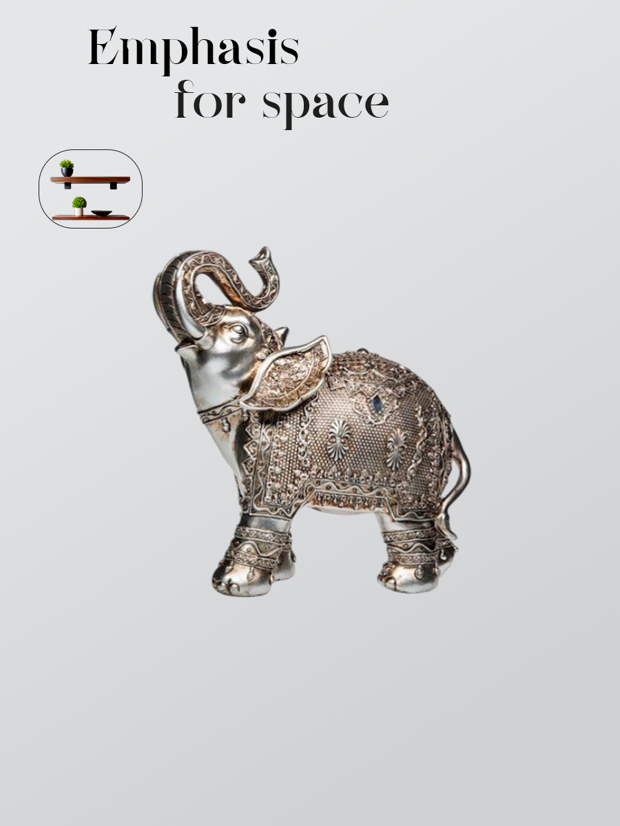 "Verdigris & Gold" antiqued Indian-Style Elephant Figurine