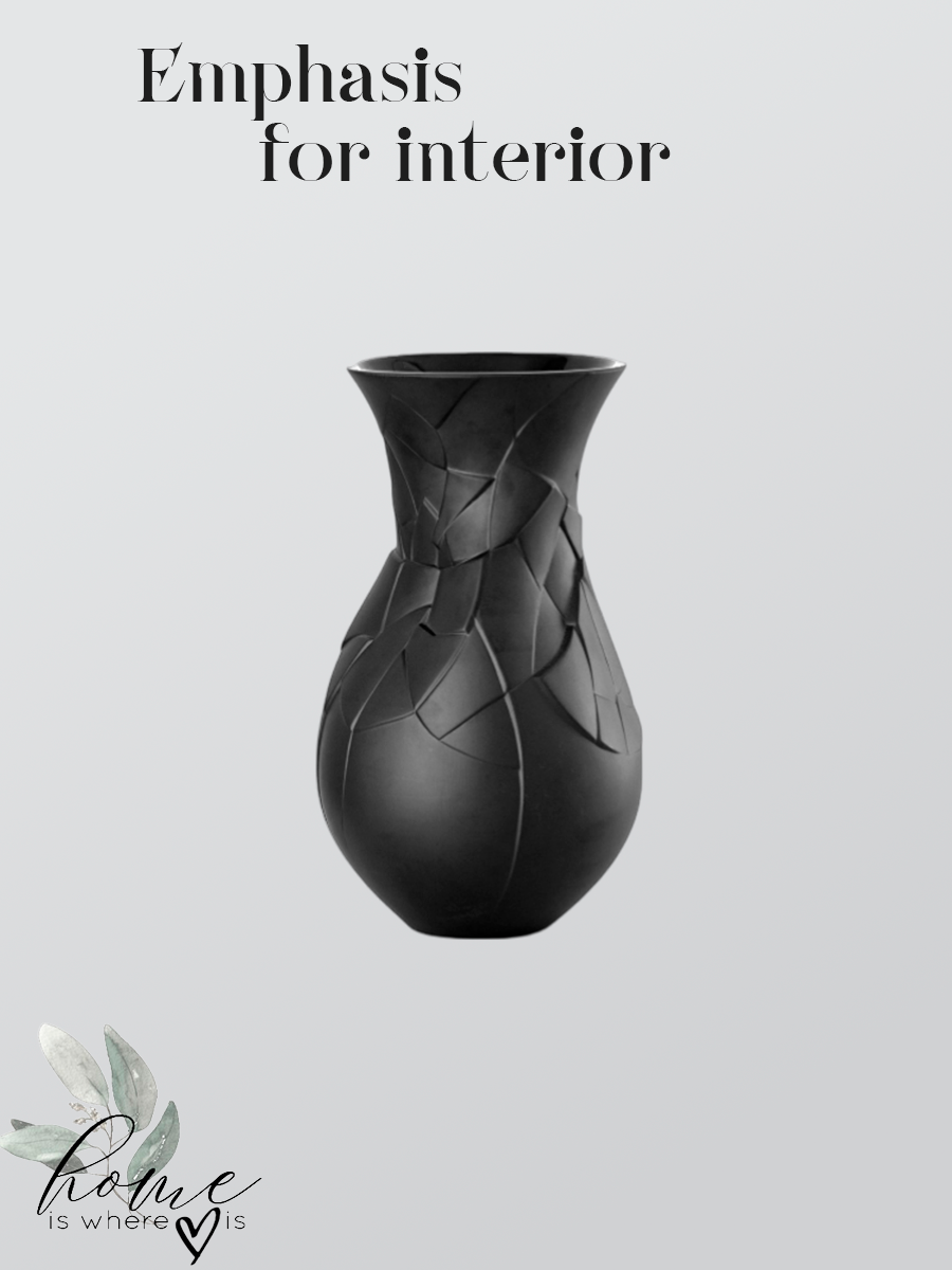 "Black Crystal" Geometric Matte Ceramic Vase