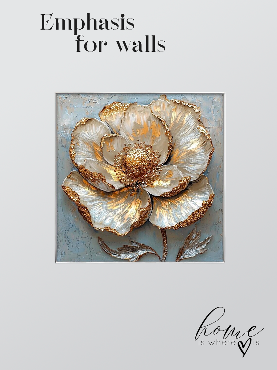 "Golden Peony" Abstract Floral Canvas Art