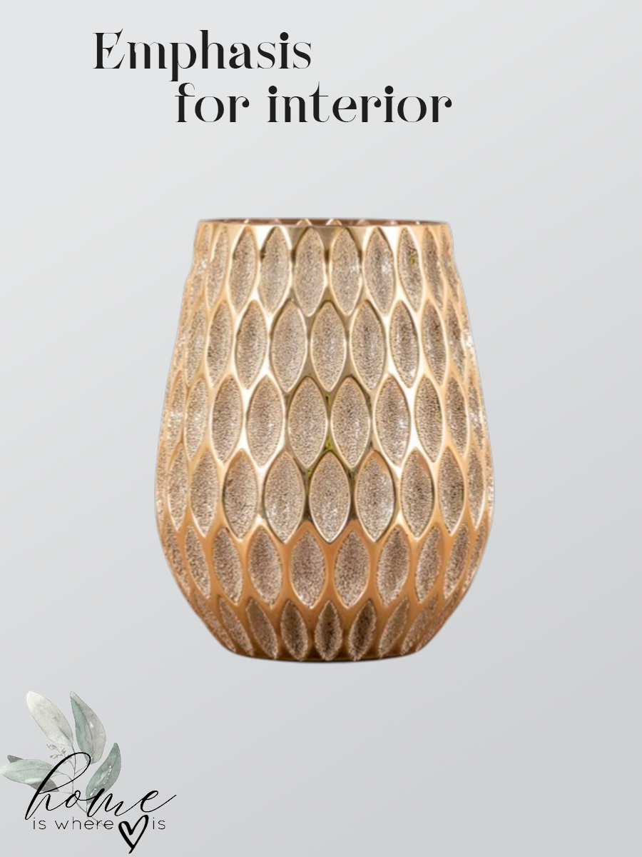 Golden Honeycomb Relief Vase
