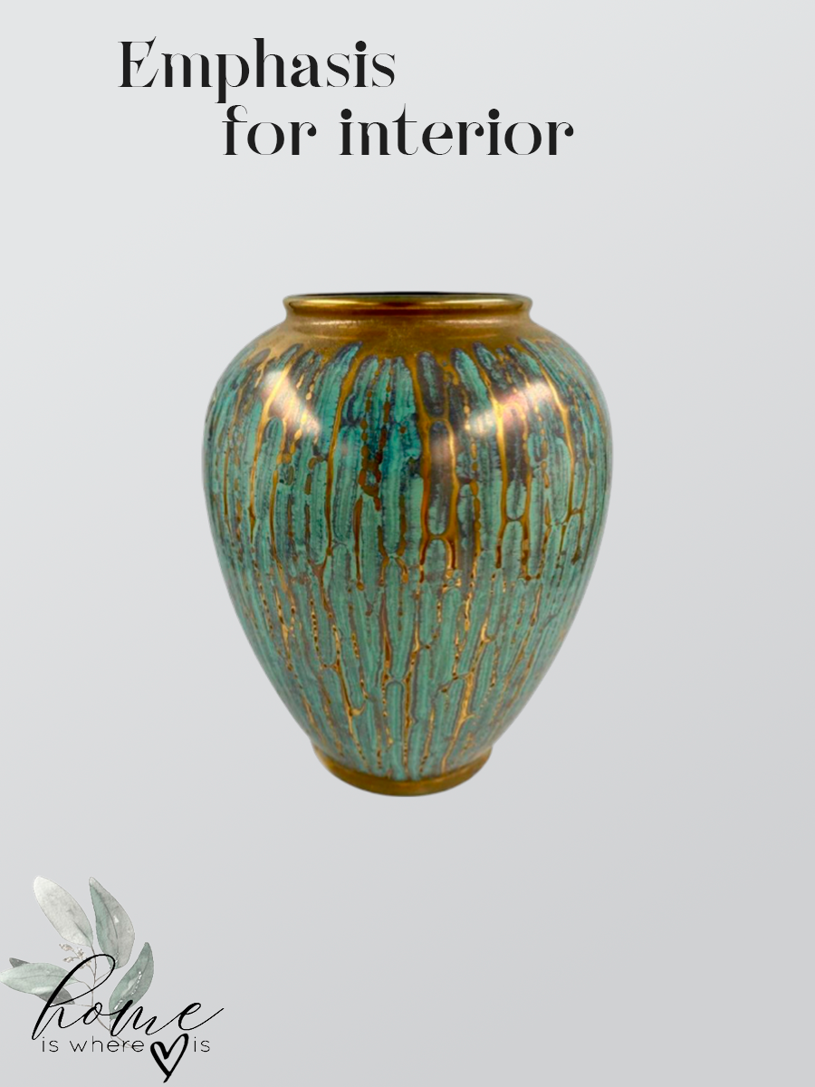 "Turquoise Gold" Artistic Ceramic Vase