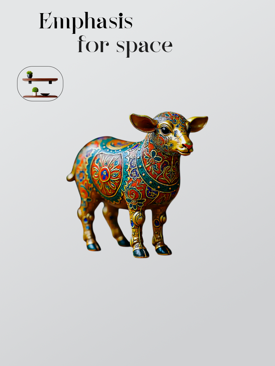 "Golden Fleece" Cloisonné-Style Decorative Lamb Figurine