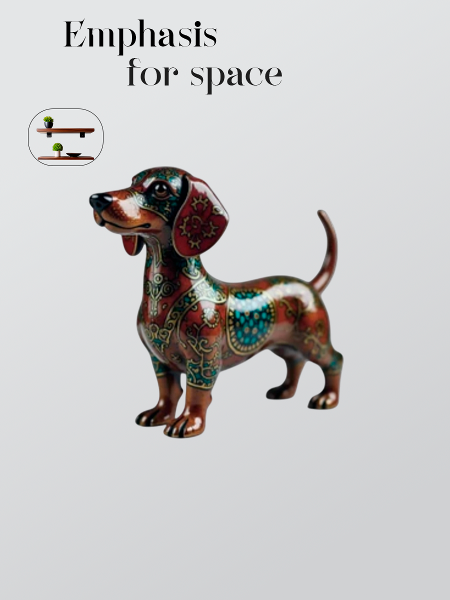 "Patterned Dachshund" Cloisonné-Style Decorative Figurine
