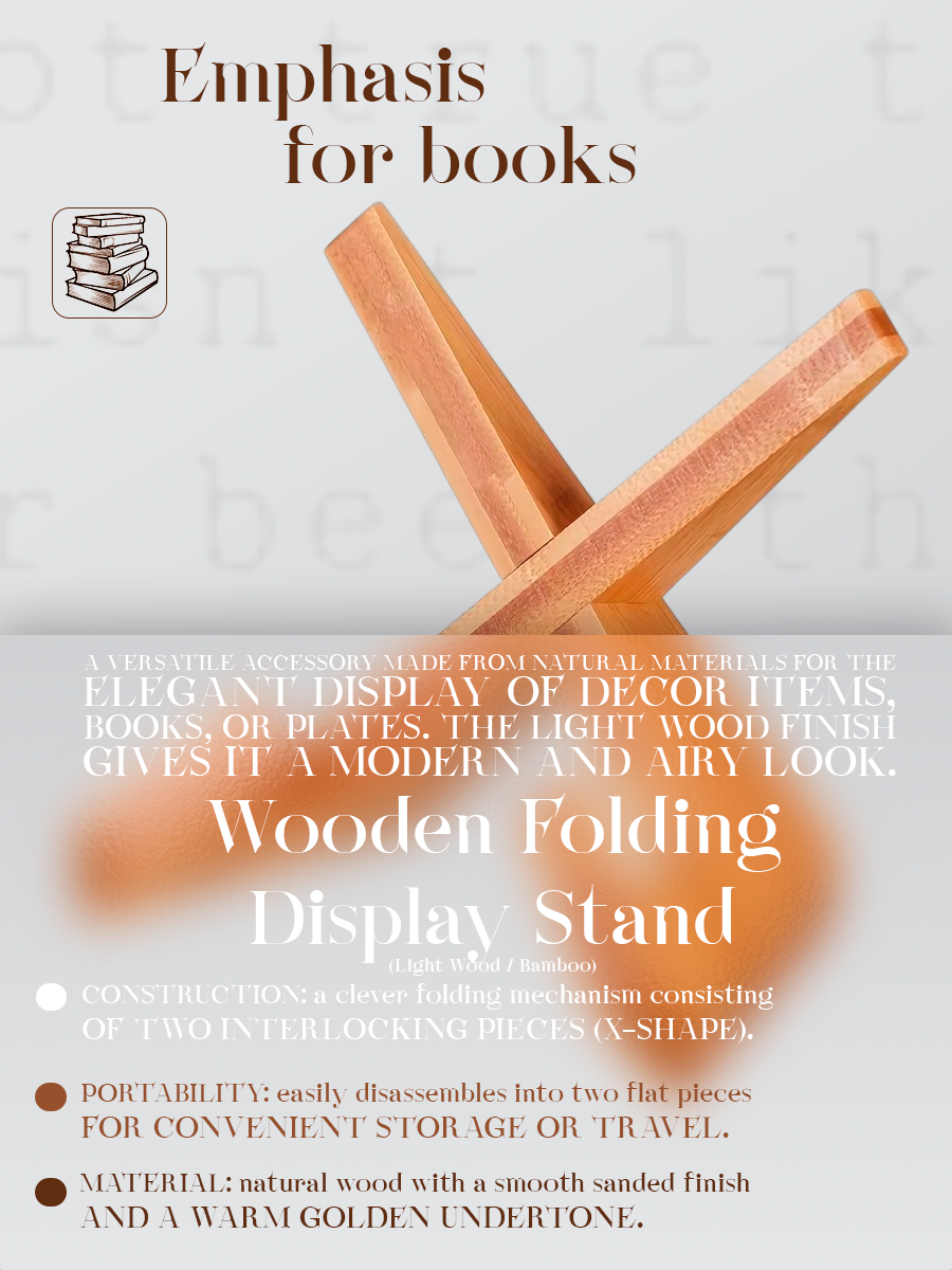 "Eco-Lite" Folding Wooden Book & Display Stand – Natural Bamboo