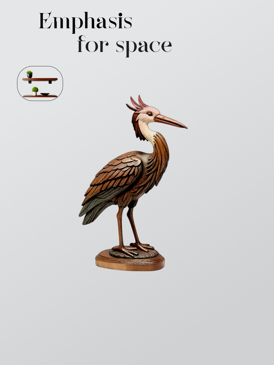 "Forest Grace" Hand-Carved Style Heron Figurine