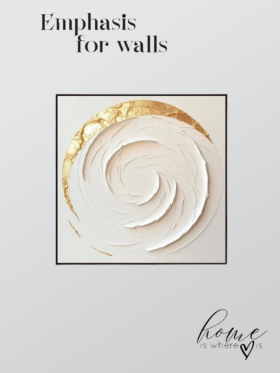 "Golden Harmony" Abstract Botanical Canvas Art — Textured Gold Leaf