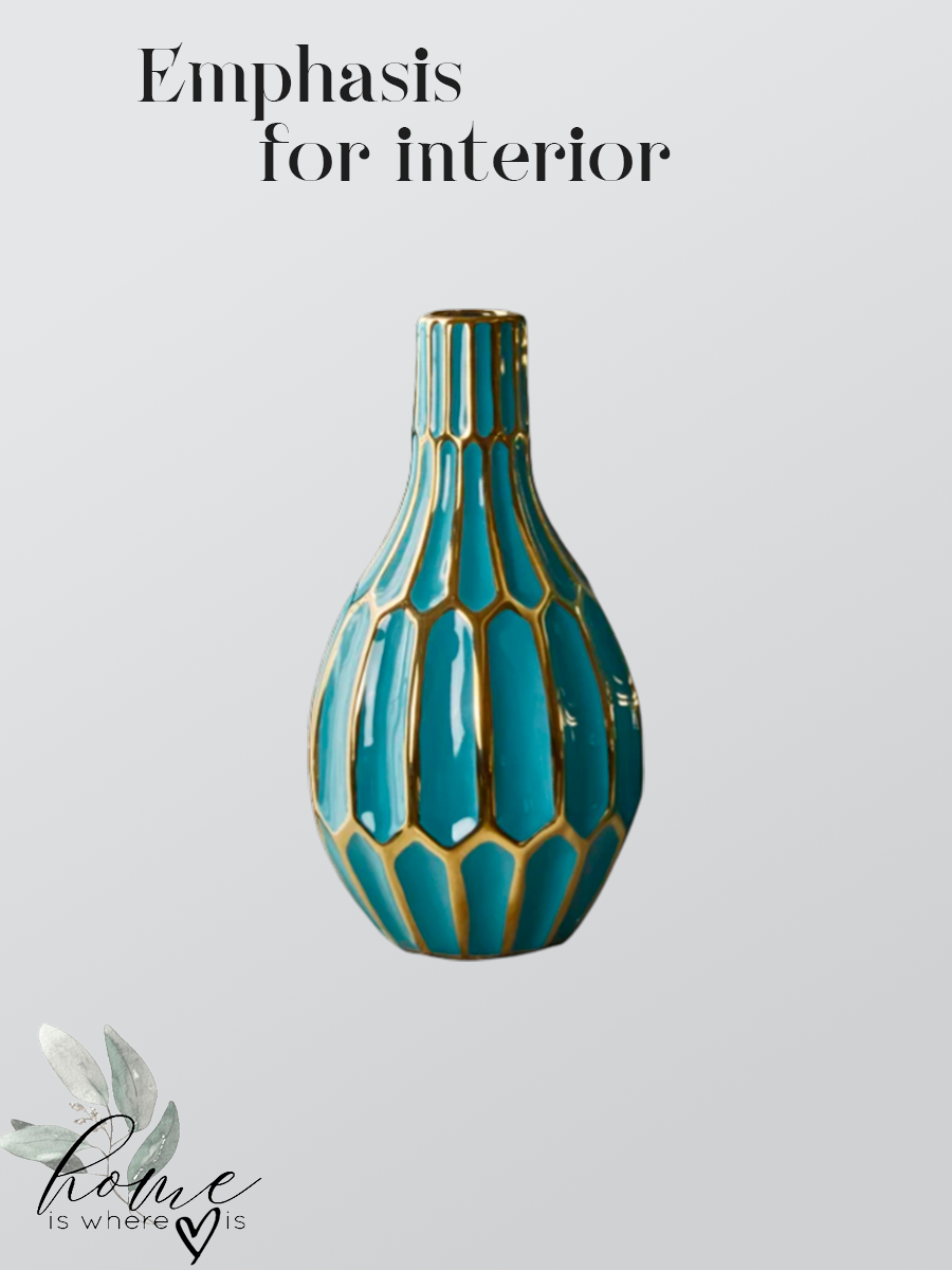 "Teal Blossom" Scalloped Rim Ceramic Vase