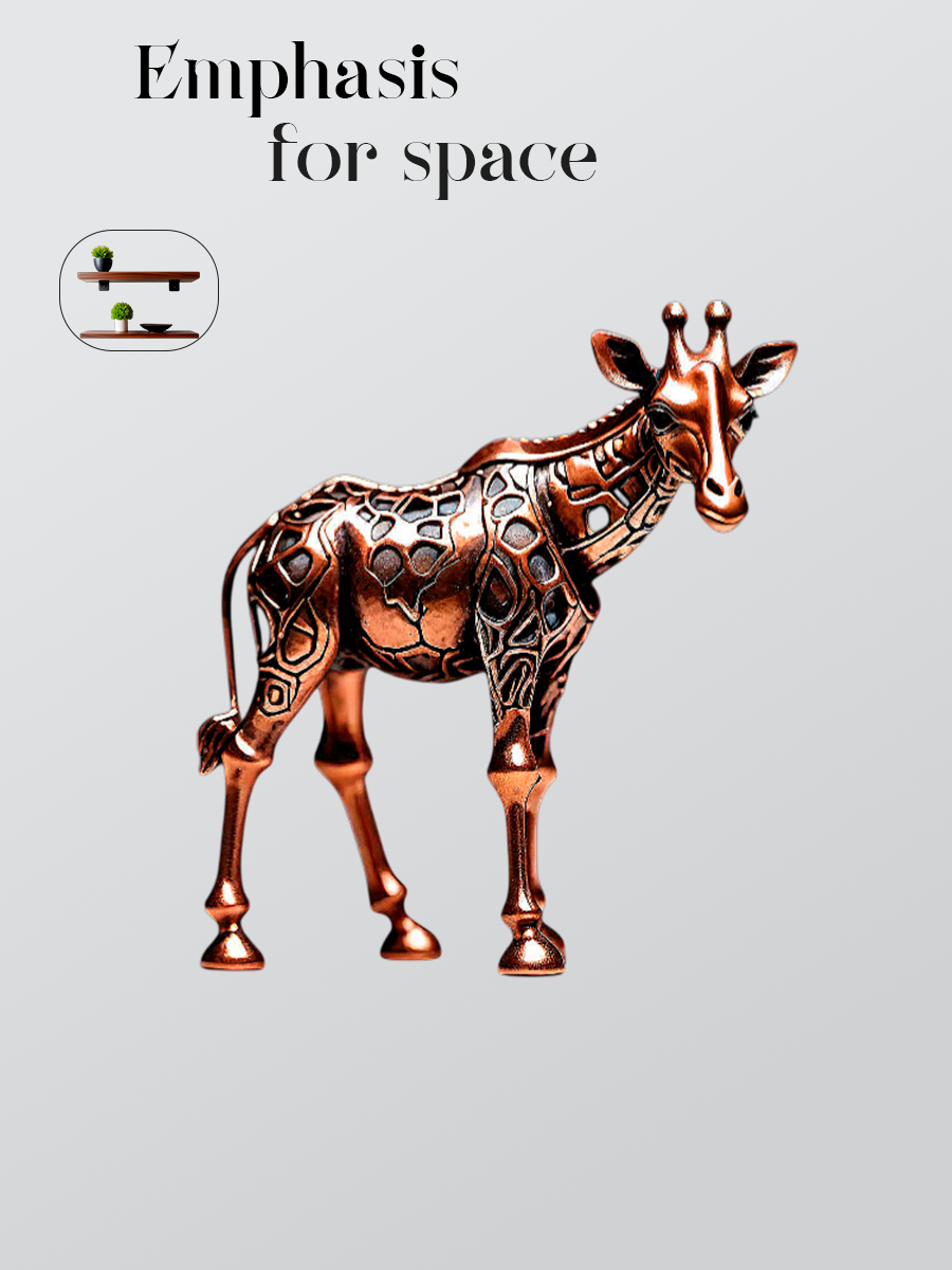 "Copper Giraffe" Stylized Metallic Art Figurine