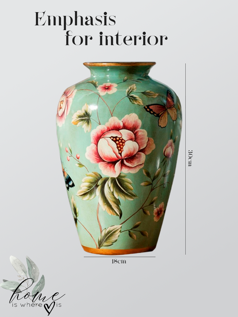 "Blooming Garden" Oriental Ceramic Vase