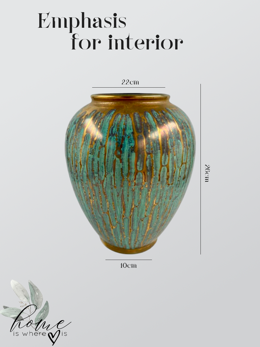 "Turquoise Gold" Artistic Ceramic Vase
