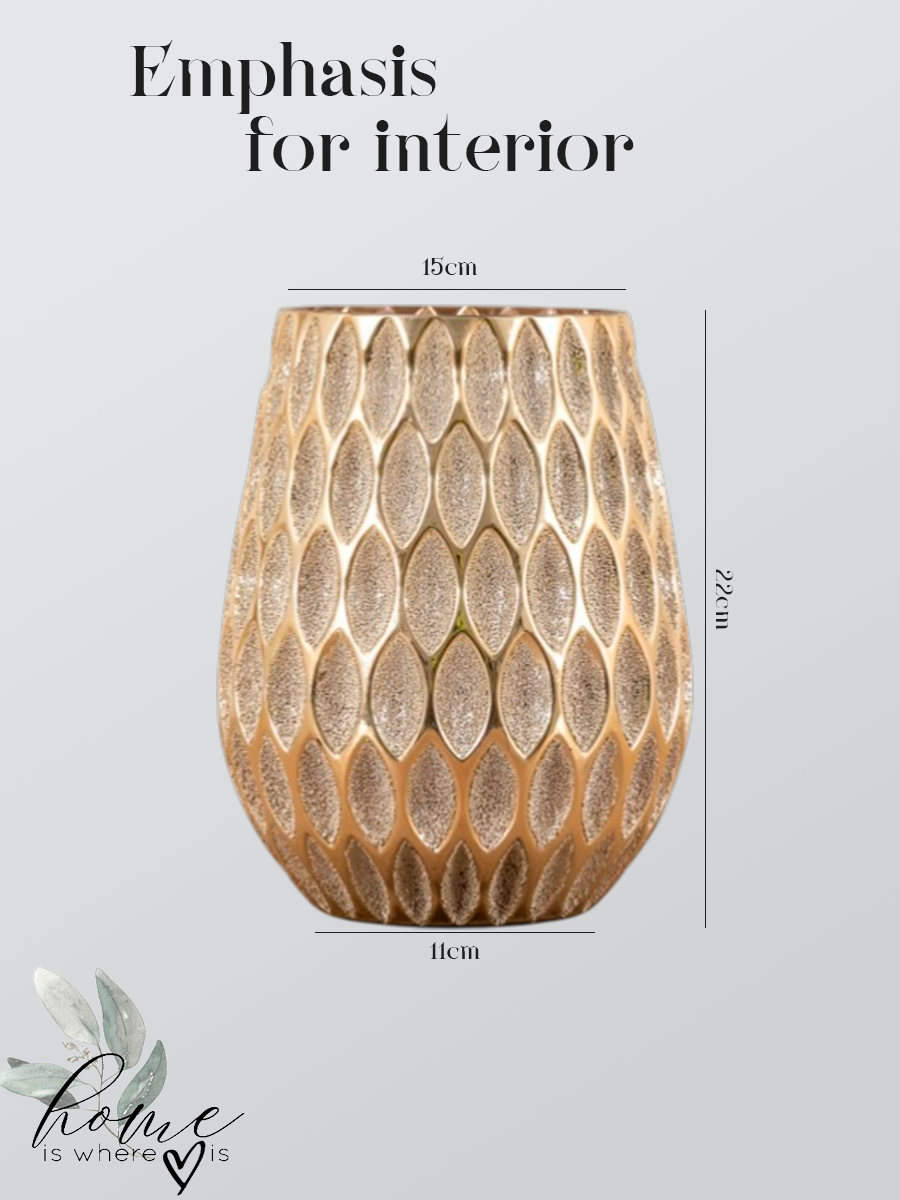 Golden Honeycomb Relief Vase