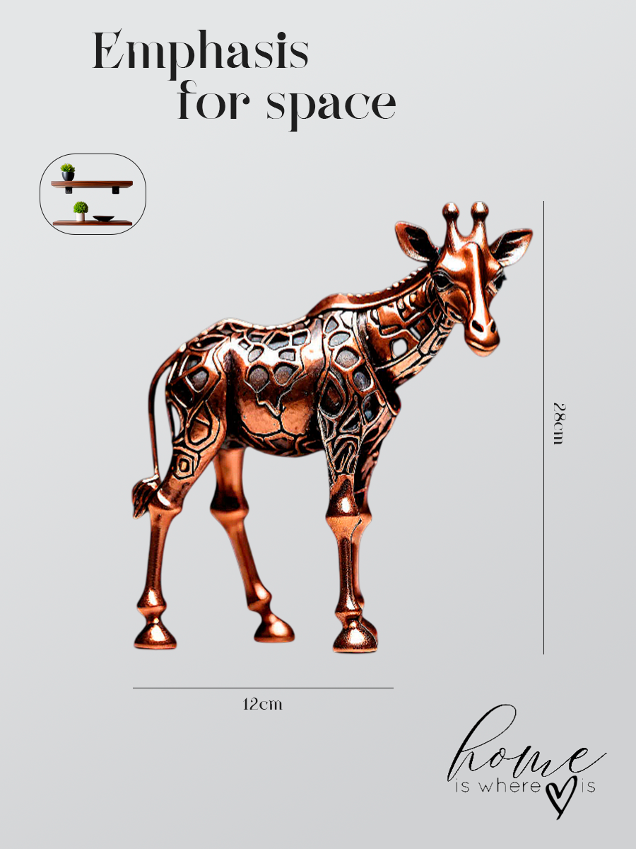 "Copper Giraffe" Stylized Metallic Art Figurine