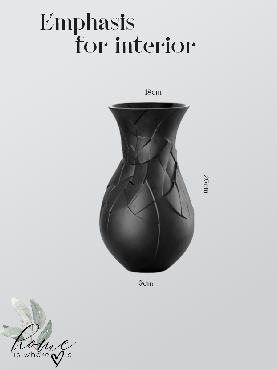 "Black Crystal" Geometric Matte Ceramic Vase