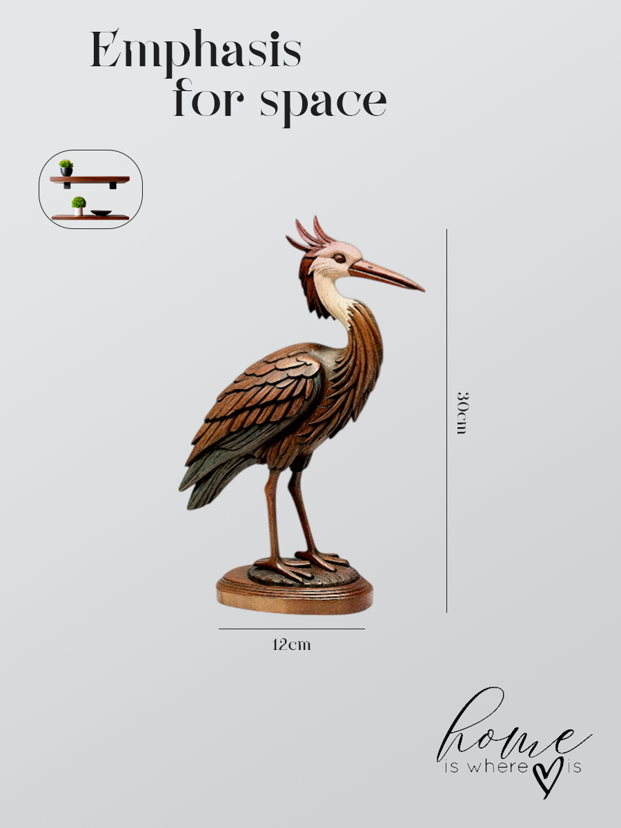 "Forest Grace" Hand-Carved Style Heron Figurine