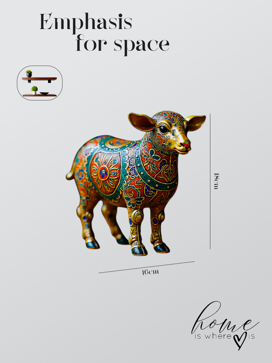 "Golden Fleece" Cloisonné-Style Decorative Lamb Figurine