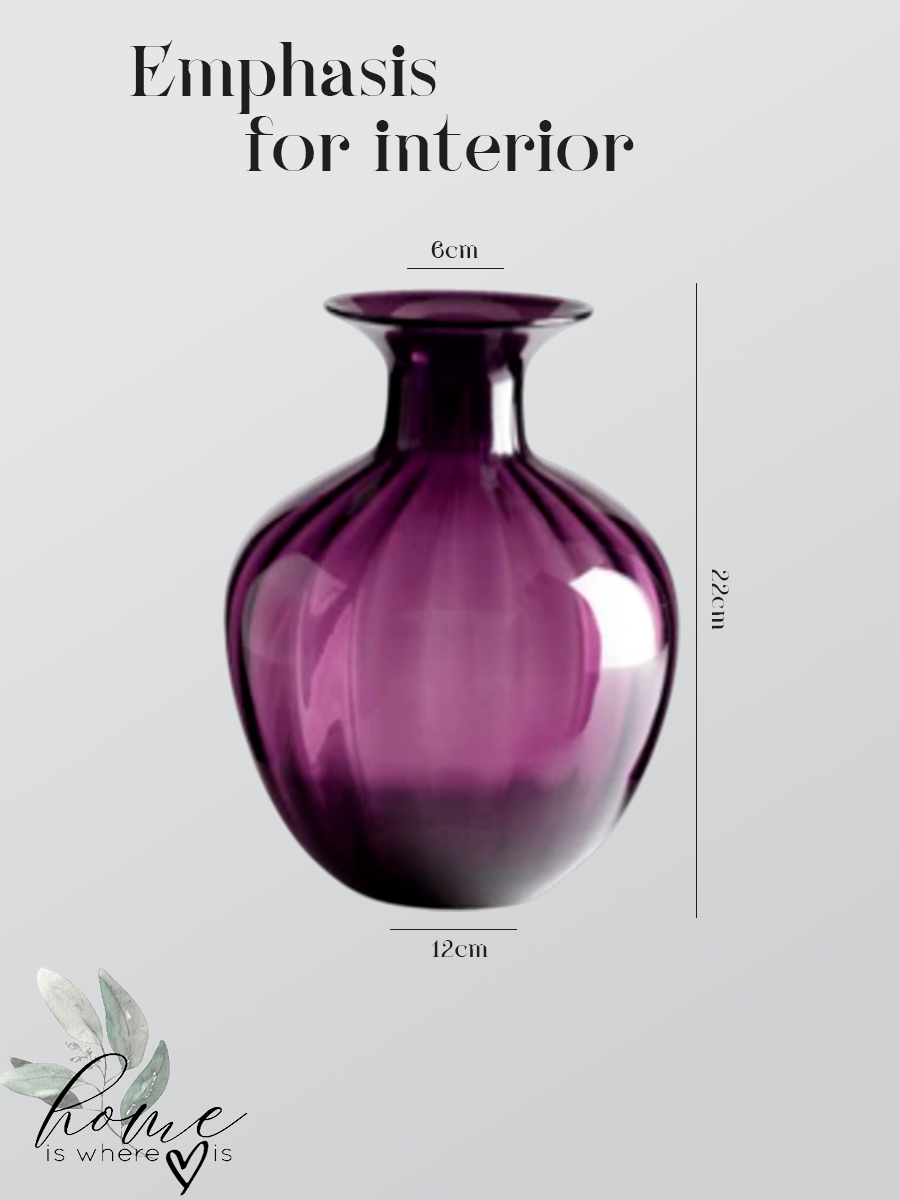 "Deep Purple" Ribbed Glass Vase