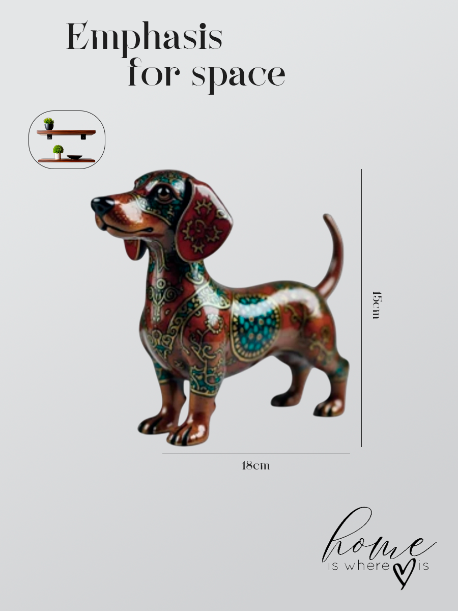 "Patterned Dachshund" Cloisonné-Style Decorative Figurine