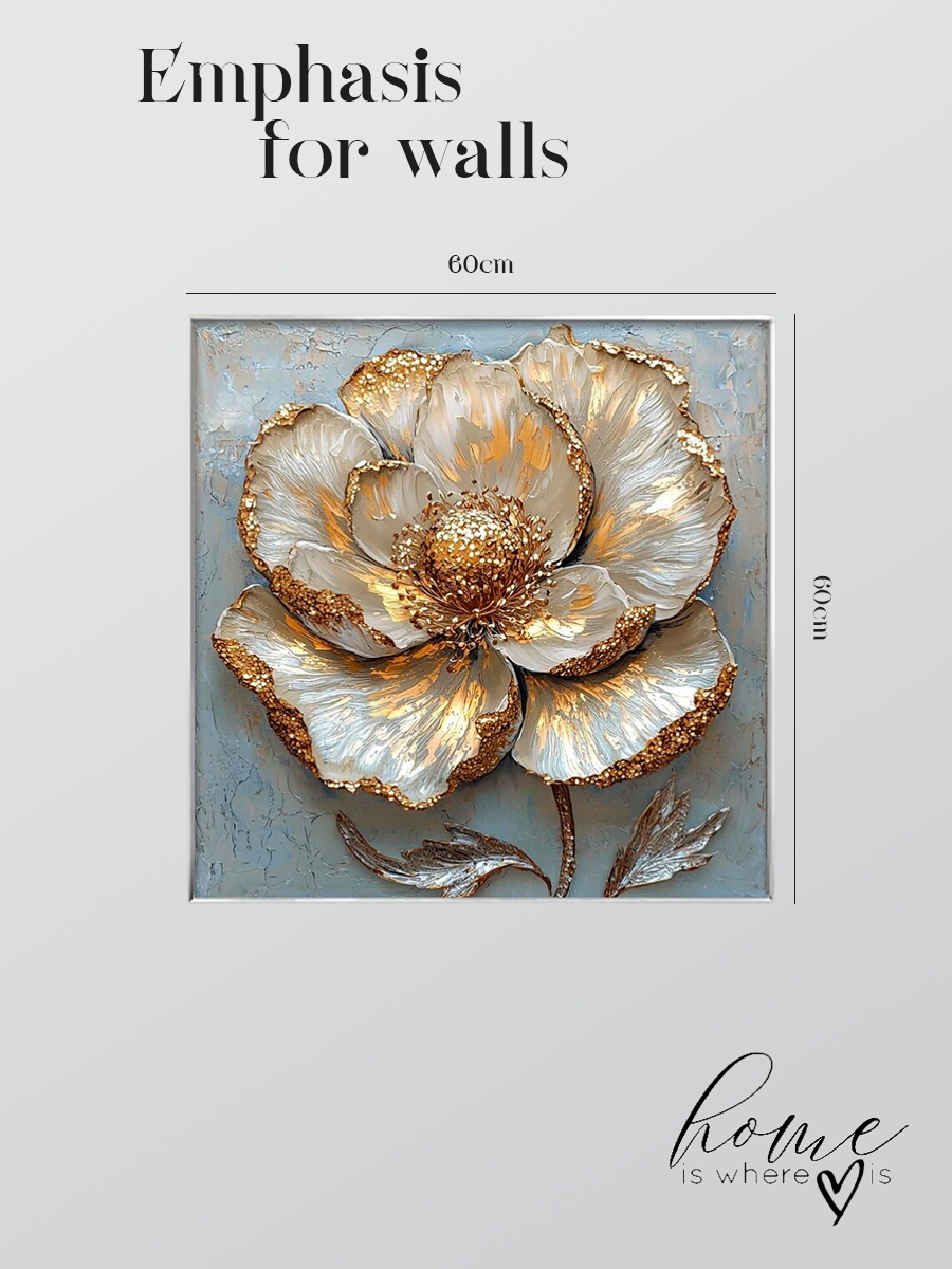 "Golden Peony" Abstract Floral Canvas Art