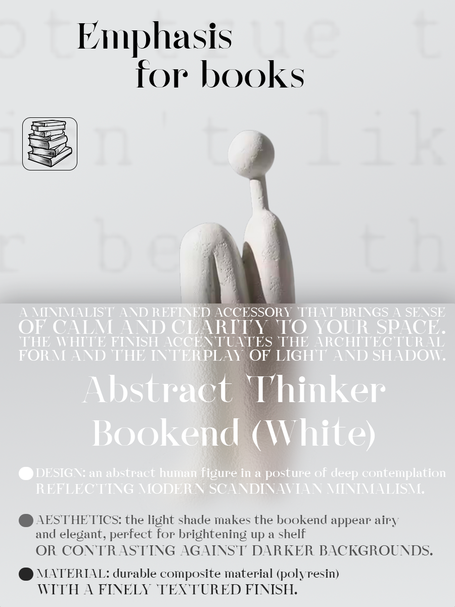 "The Pure Contemplator" Matte White Abstract Sculptural Bookend (Single Unit)