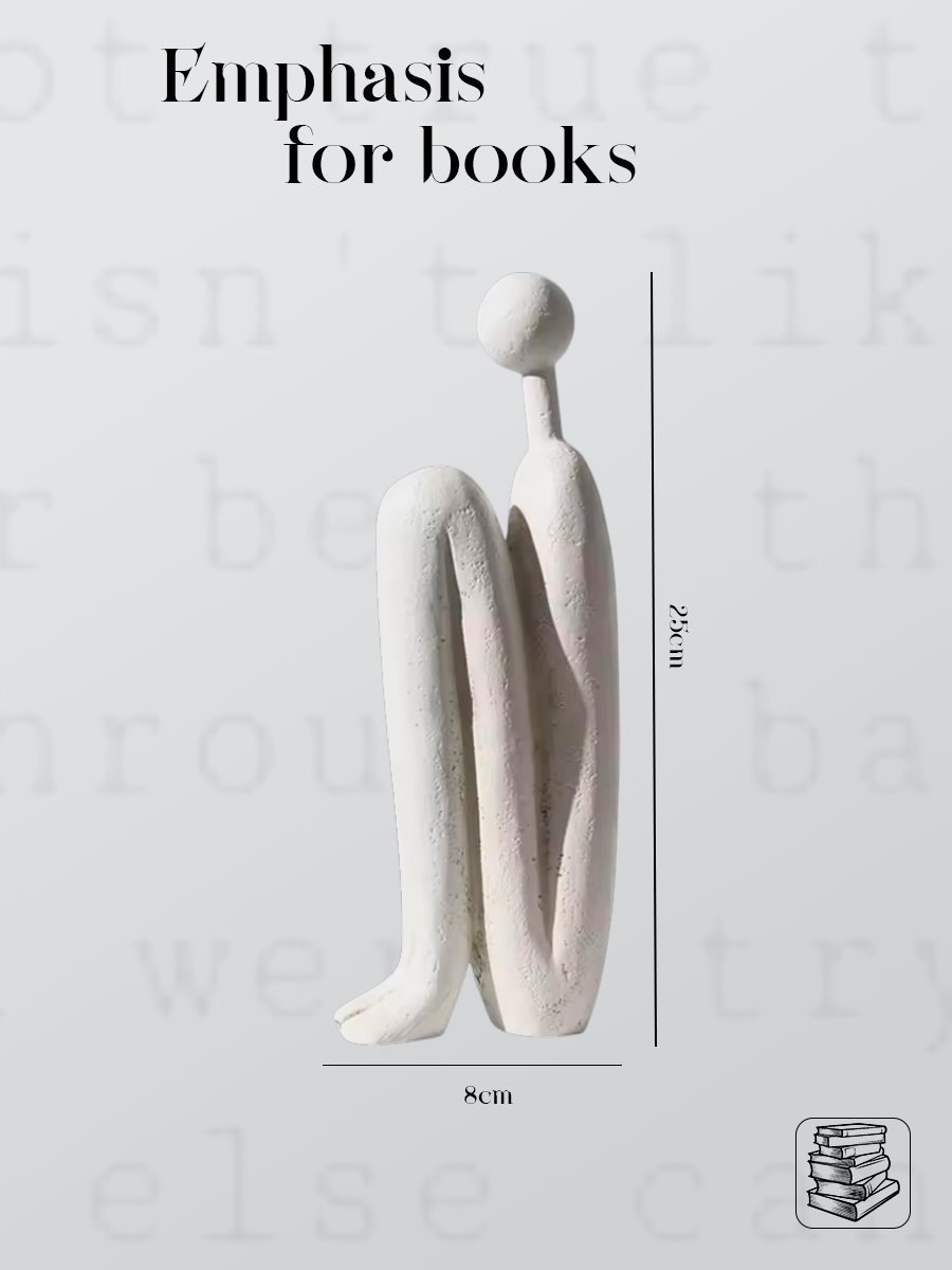 "The Pure Contemplator" Matte White Abstract Sculptural Bookend (Single Unit)